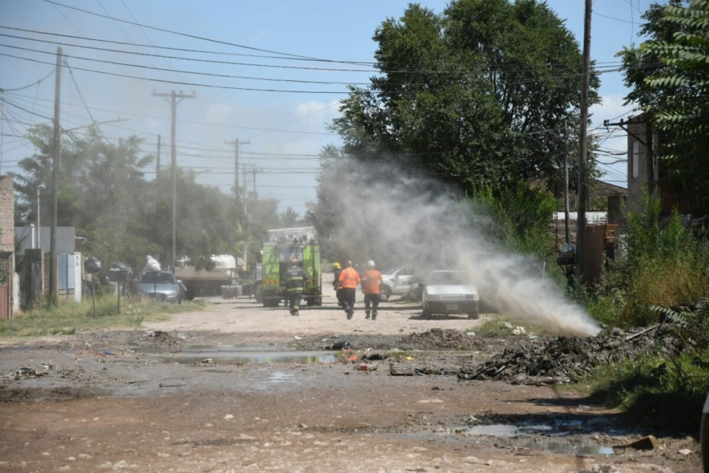 Pánico por una gigantesca pérdida de gas en el barrio Pampa Central