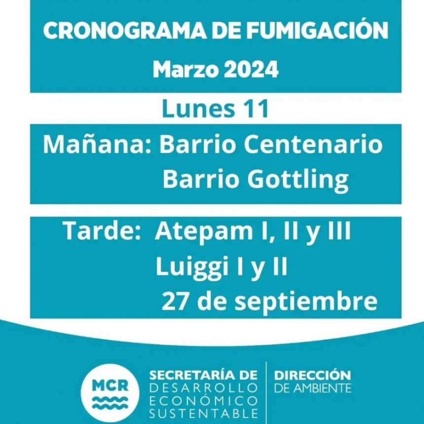 Nuevo Cronograma de Fumigacion