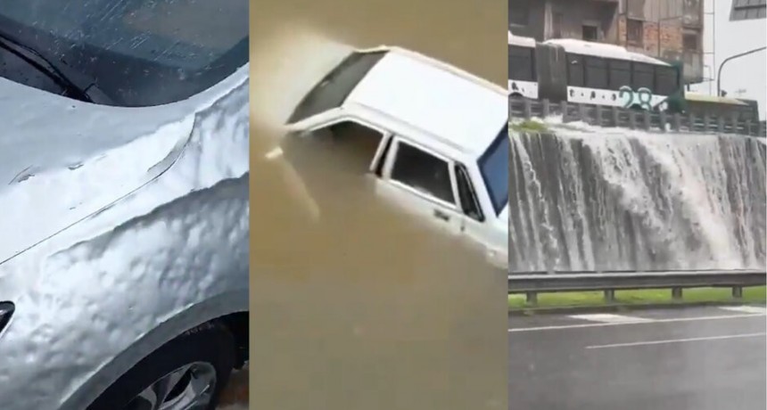 Las impresionantes imágenes de la tormenta: autos flotando y pelotas de granizo