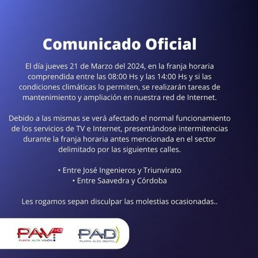Punta Alta Digital y Punta Alta Visión informan: