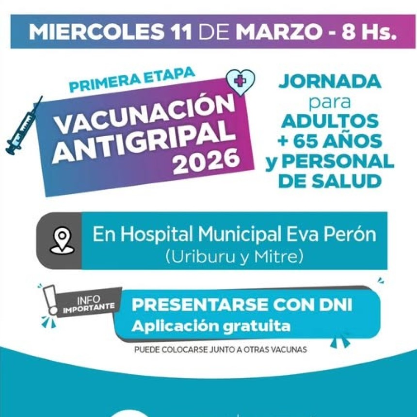 Comienza la campa&ntilde;a de vacunaci&oacute;n antigripal 2026 en el Hospital Eva Per&oacute;n