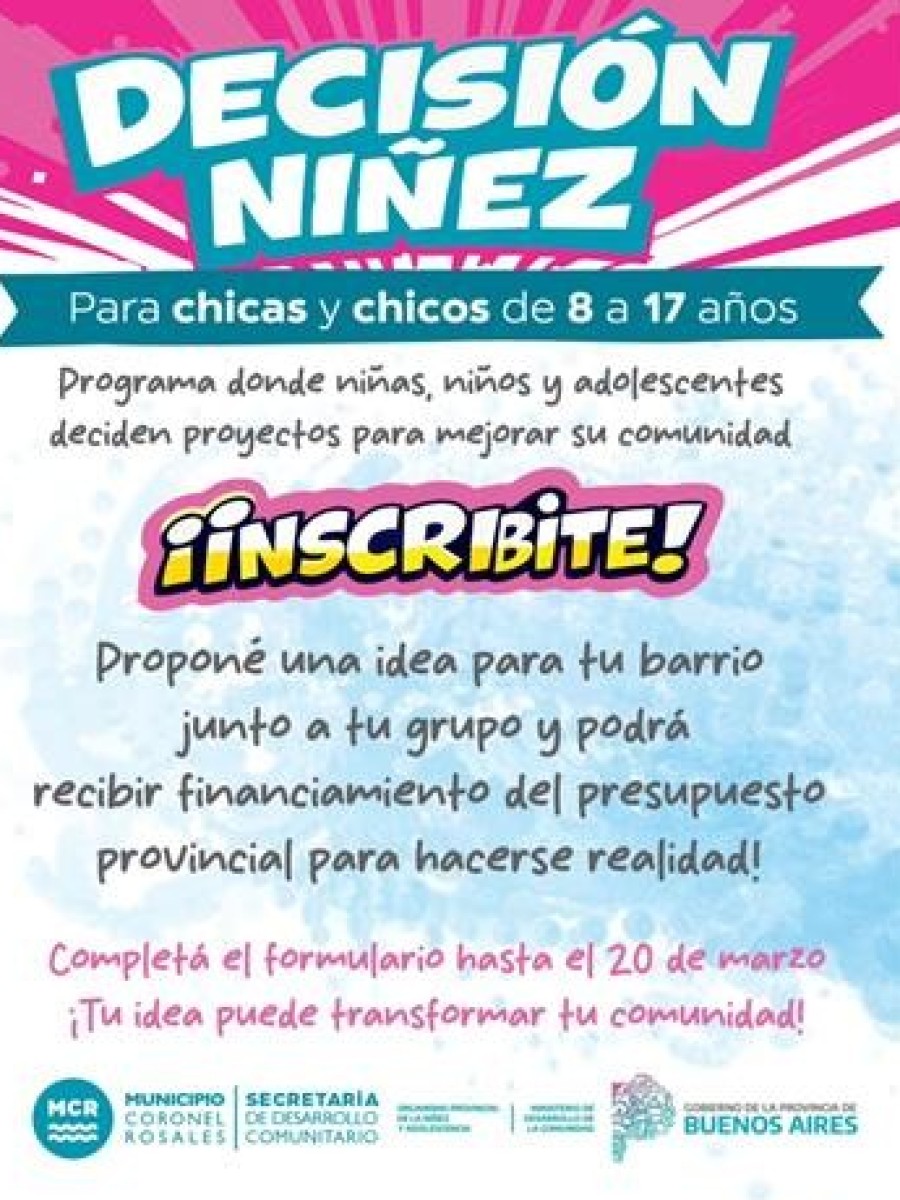 Convocan a ni&ntilde;as, ni&ntilde;os y adolescentes a participar del programa &ldquo;Decisi&oacute;n Ni&ntilde;ez&rdquo;