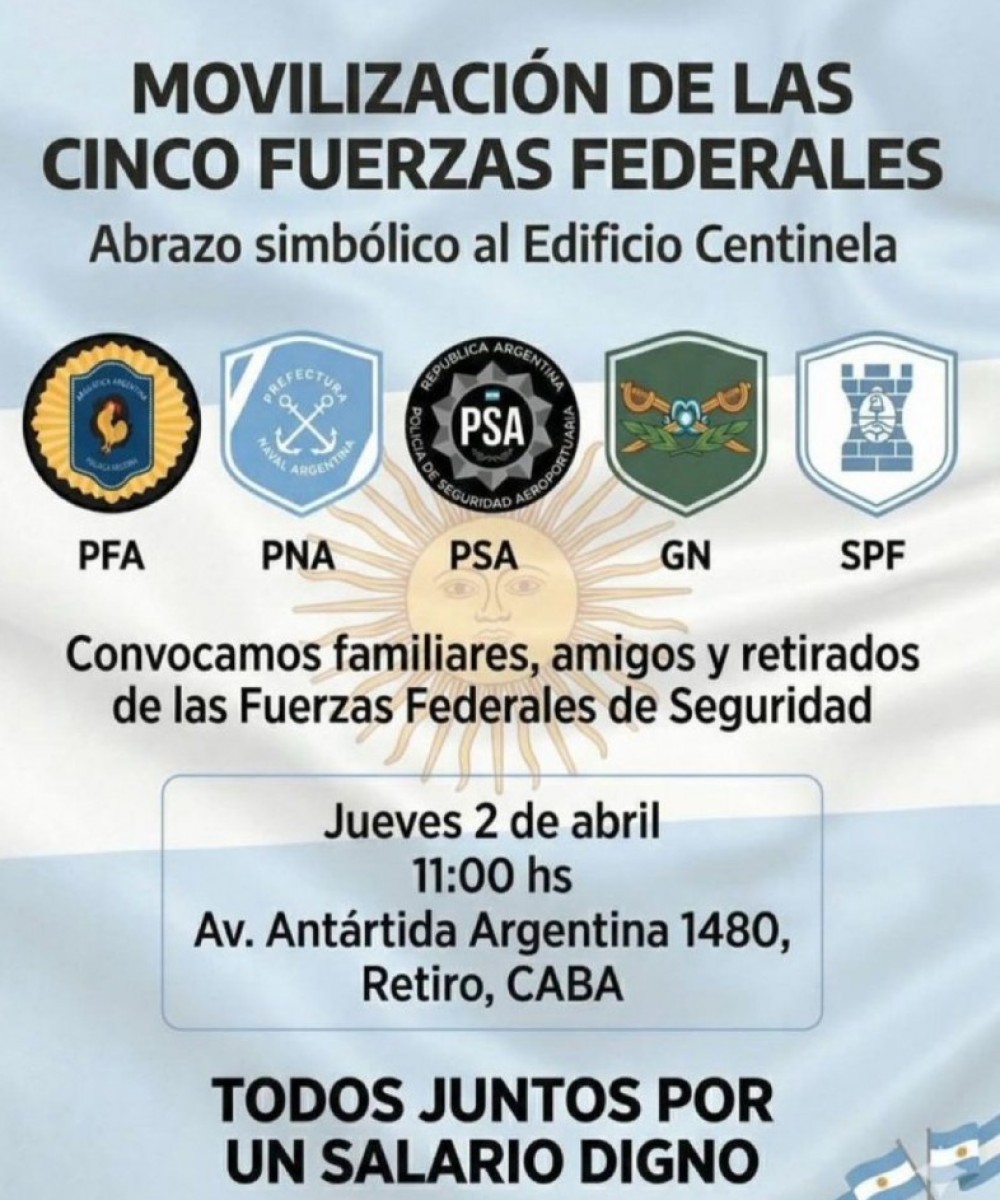 Tensi&oacute;n total en Seguridad: Las cinco fuerzas federales convocan a una marcha por los bajos salarios