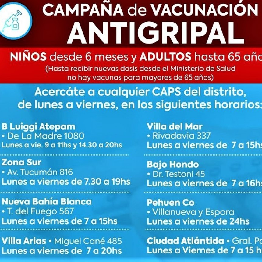 CAMPAÑA DE VACUNACION ANTIGRIPAL EN EL DISTRITO