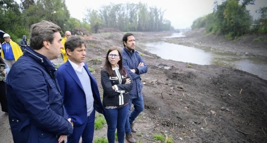 Kicillof y Boto recorrieron los avances de las obras del Río Luján
