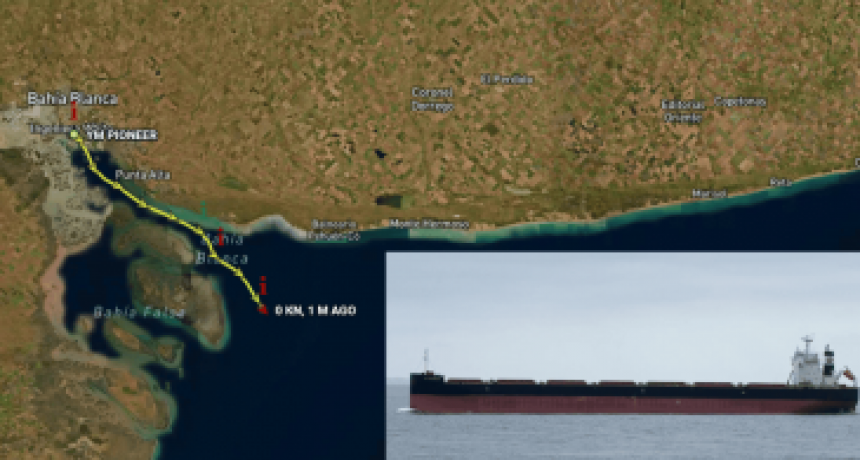 Granelero encalla en canal de navegación cercano al Puerto de Bahía Blanca