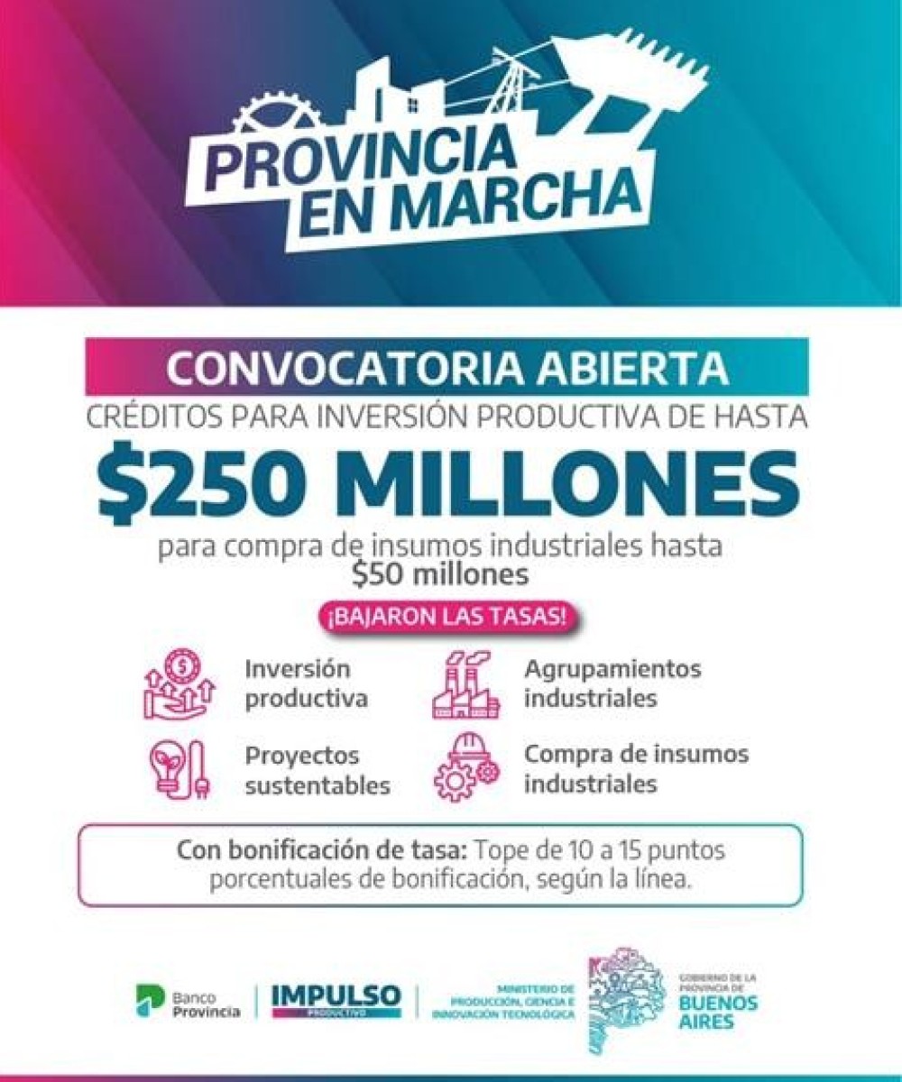 Provincia lanza linea de creditos para Pymes