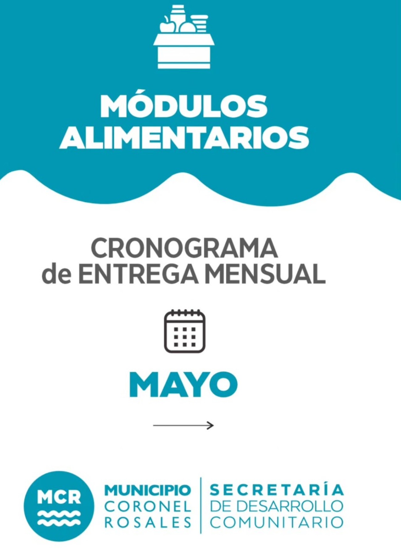 Cronograma de entrega de m&oacute;dulos alimentarios en mayo