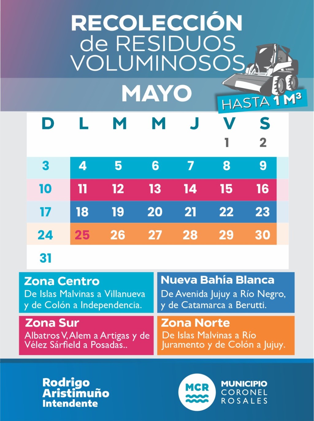 Cronograma de recolecci&oacute;n de residuos voluminosos para mayo