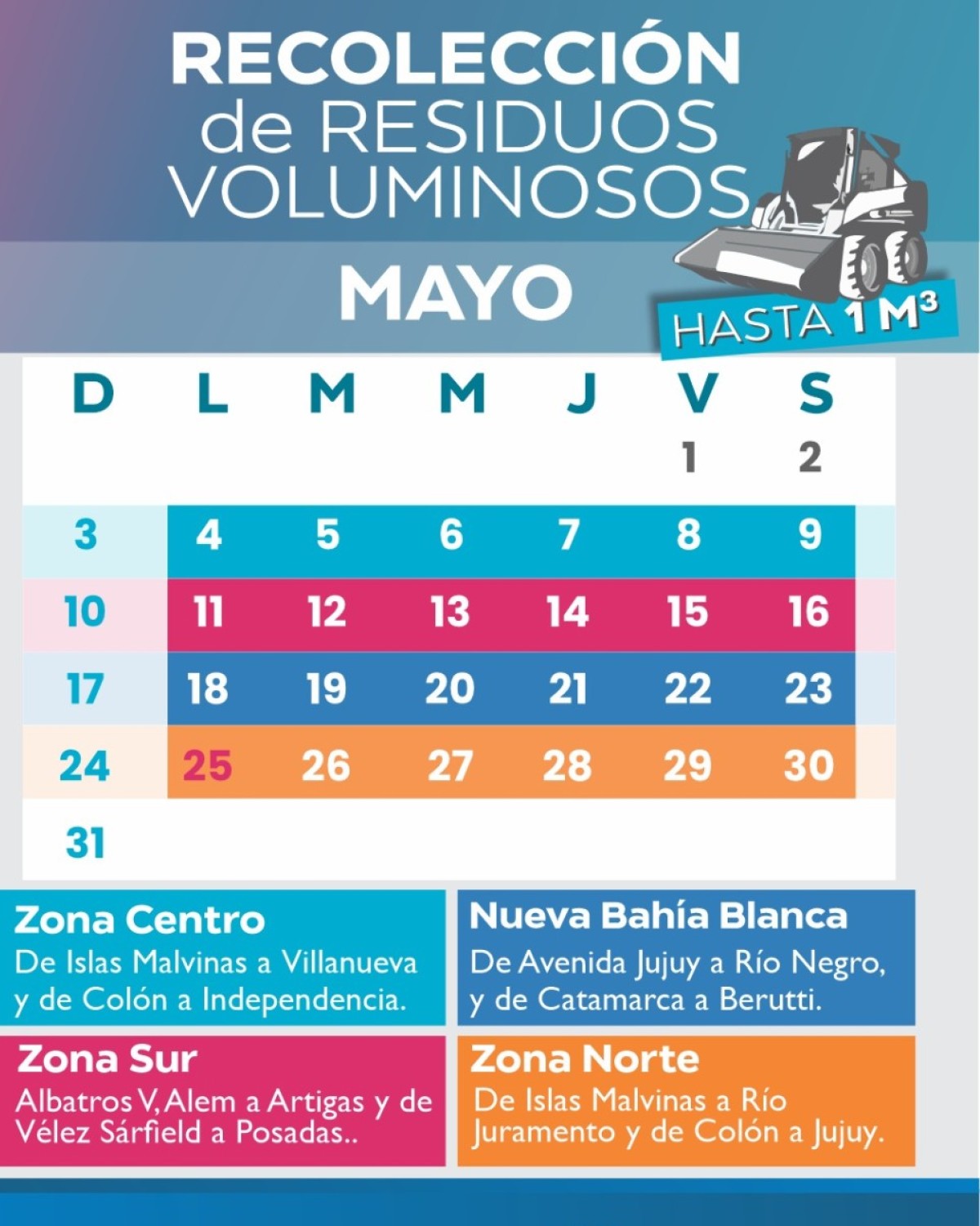 Cronograma de recolecci&oacute;n de residuos voluminosos para mayo
