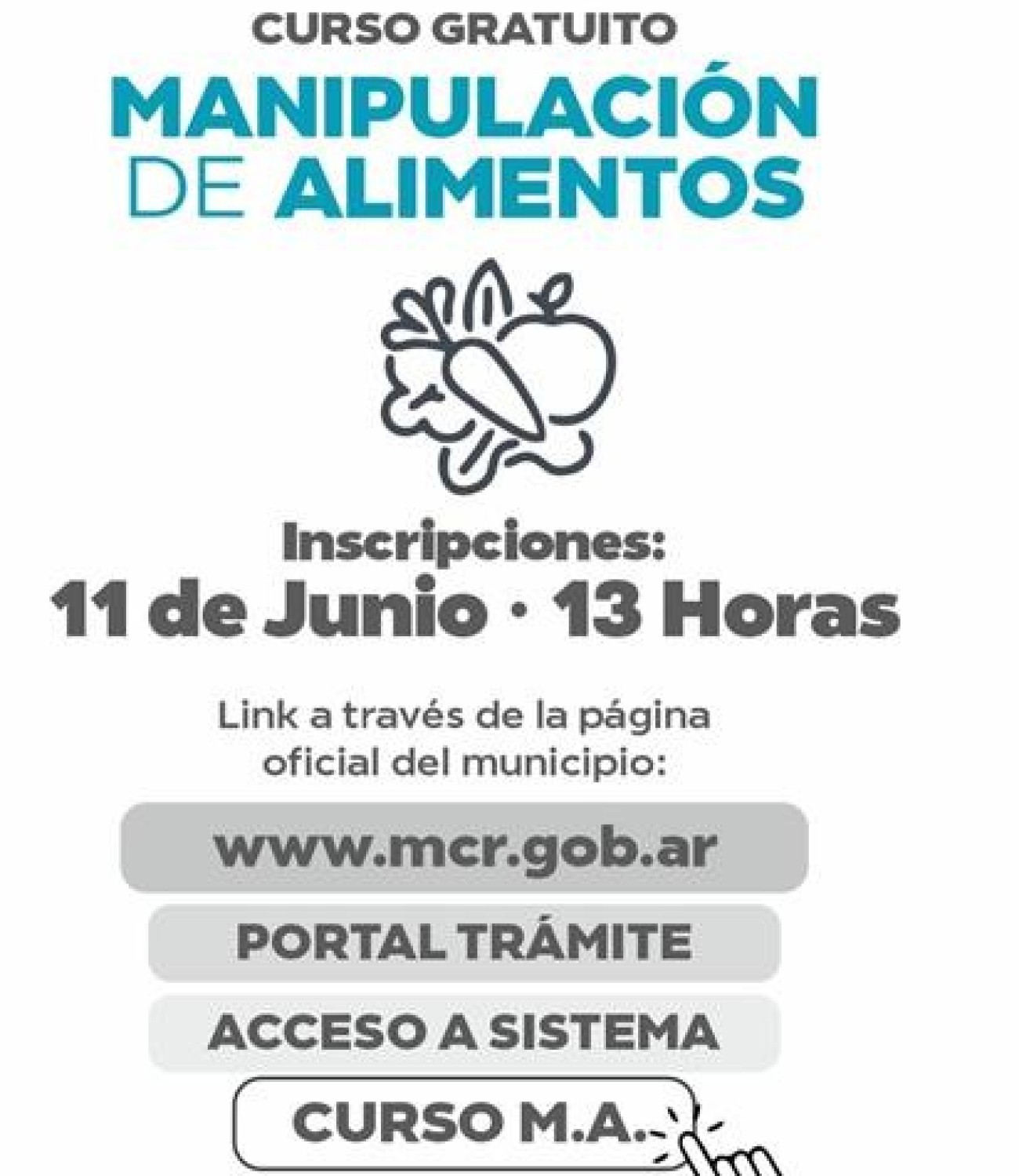 ABREN INSCRIPCIONES PARA CURSOS GRATUITOS DE MANIPULACI&Oacute;N DE ALIMENTOS