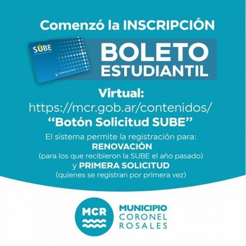 Sigue abierta la Inscripción para el Boleto Estudiantil