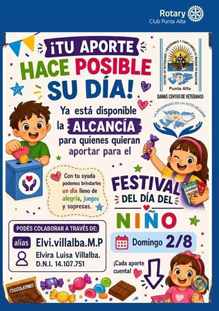 Festival solidario por el D&iacute;a del Ni&ntilde;o: convocan a colaborar con premios y golosinas