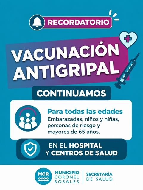Contin&uacute;a la campa&ntilde;a de vacunaci&oacute;n antigripal en Coronel Rosales
