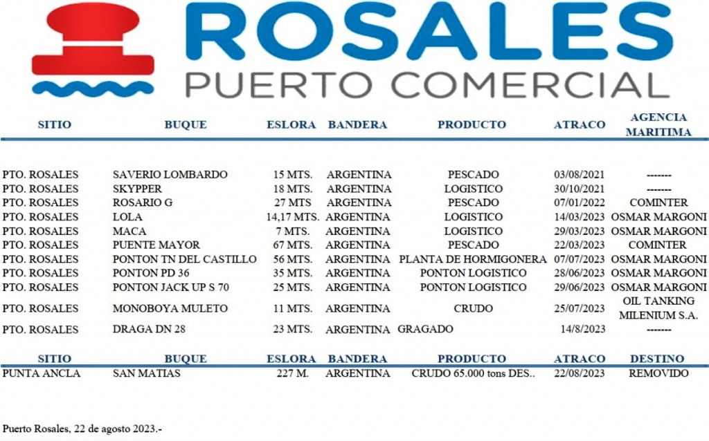 Informe Oficial Puerto Rosales
