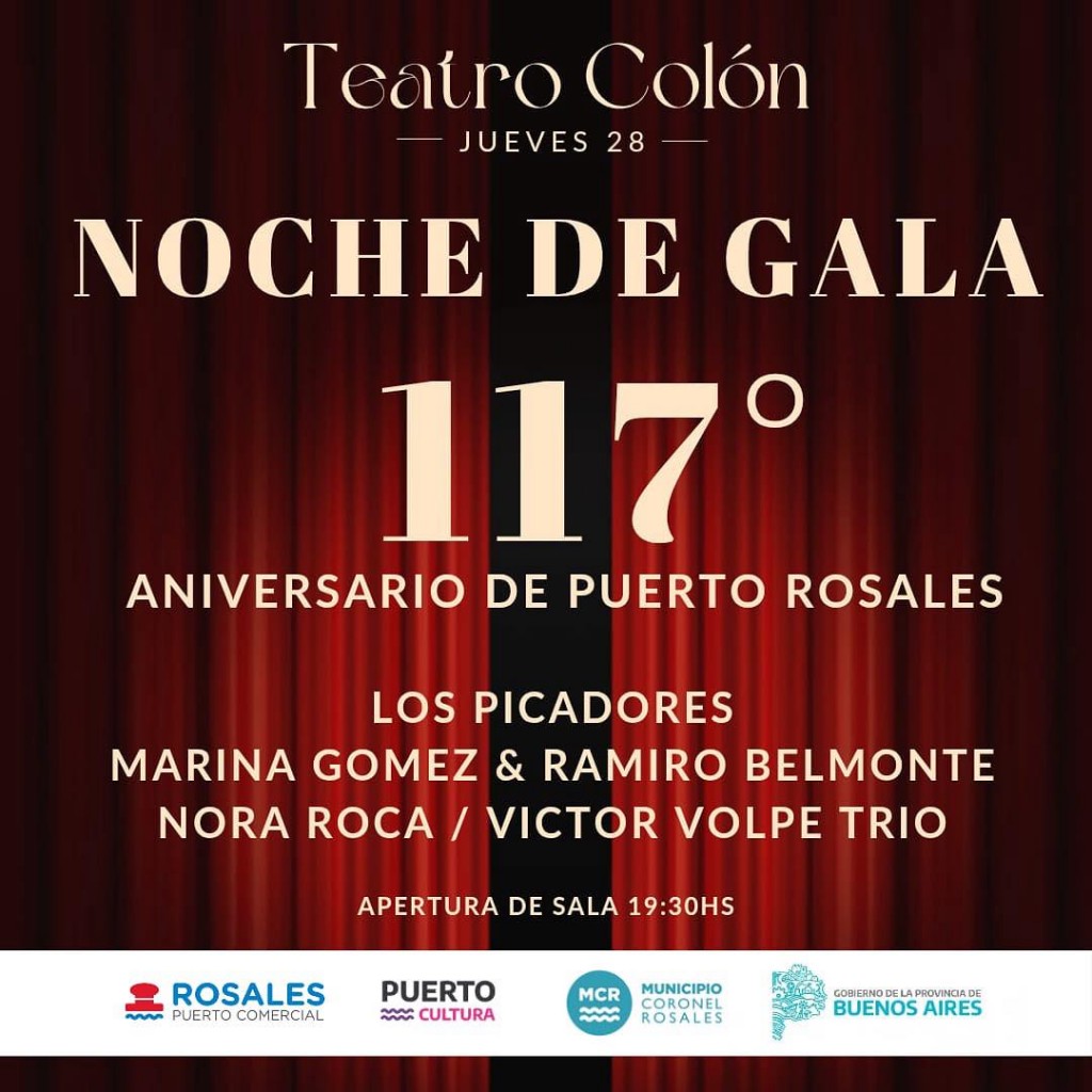 Puerto Rosales celebra su 117° Aniversario con una Noche de Gala en el Teatro Colón