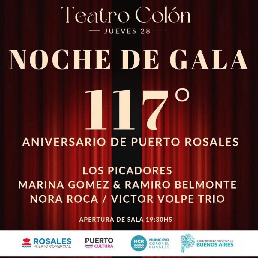 Puerto Rosales celebra su 117° Aniversario con una Noche de Gala en el Teatro Colón