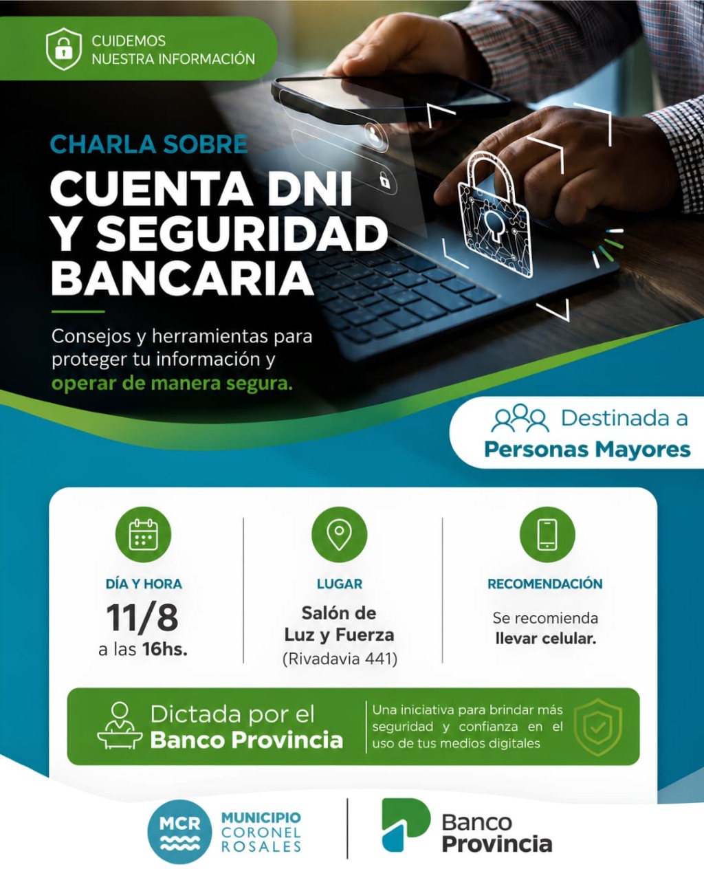 Charla sobre Cuenta DNI y Seguridad Bancaria para personas mayores