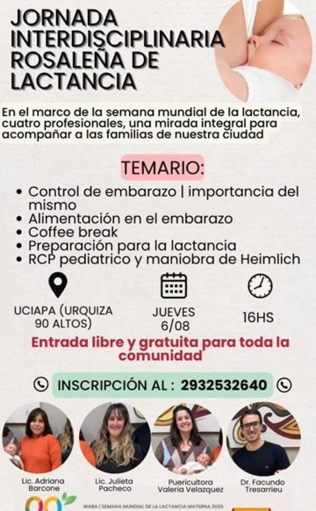 Realizar&aacute;n en Punta Alta una jornada interdisciplinaria sobre lactancia materna