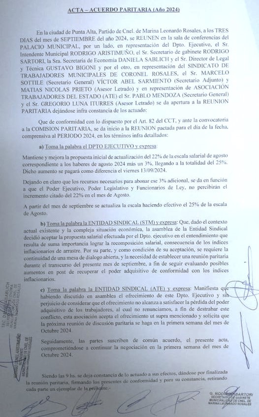 CONFLICTO SALARIAL: Se levanto la medida de fuerza!!