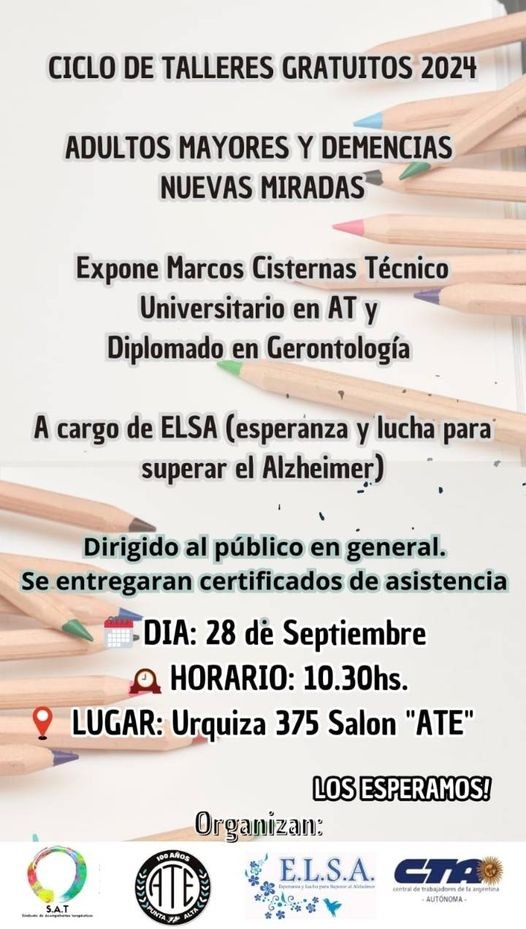 Taller Gratuito sobre Adultos Mayores y Demencias. 