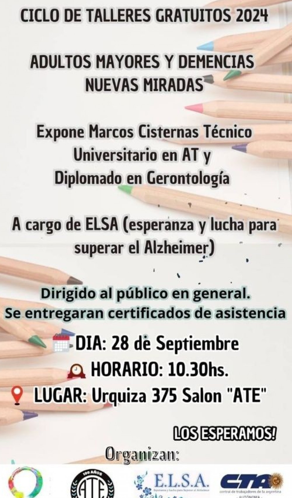 Taller Gratuito sobre Adultos Mayores y Demencias. 