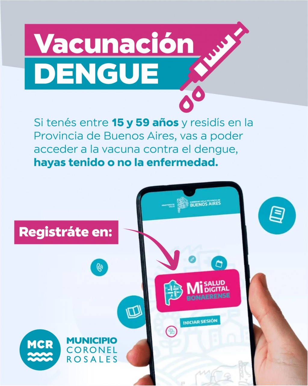 Campaña de vacunación contra el dengue en Coronel Rosales
