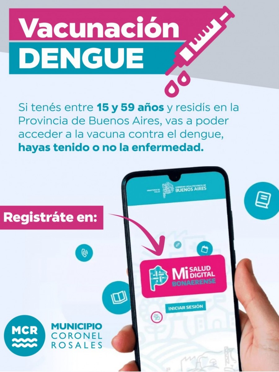 Campaña de vacunación contra el dengue en Coronel Rosales