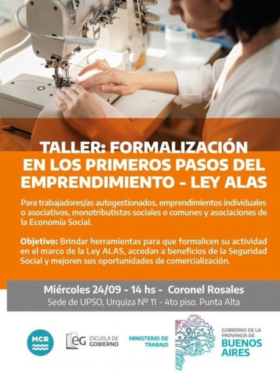 Taller sobre formalización de emprendimientos – Ley ALAS
