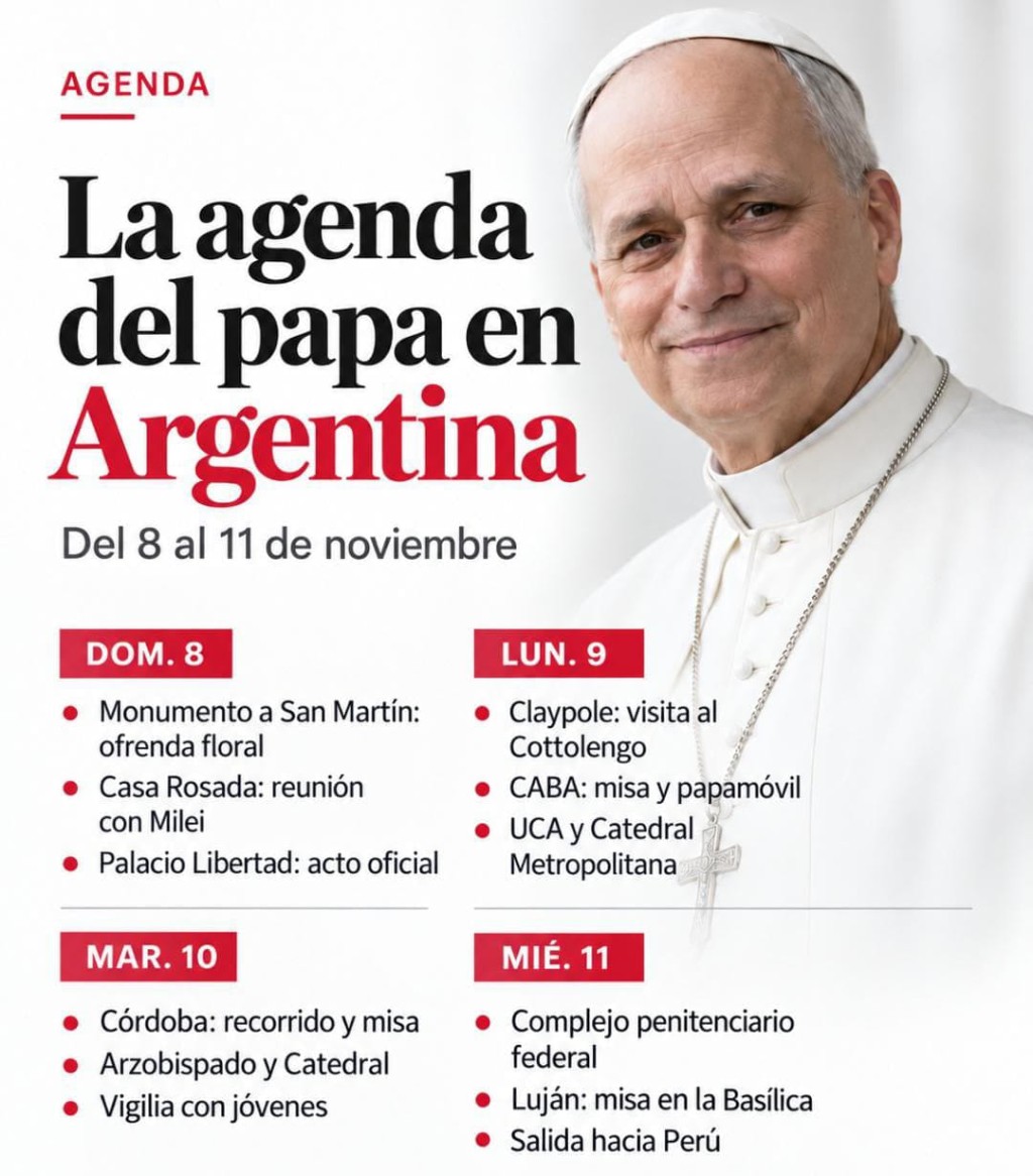 La agenda del papa en Argentina