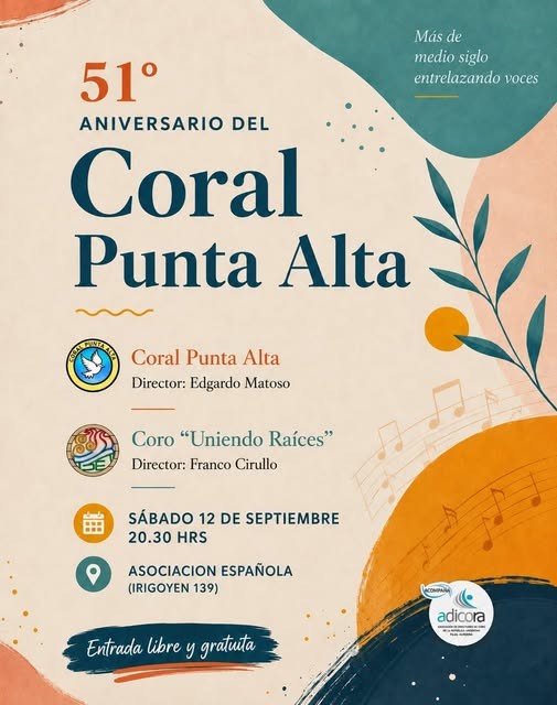 Coral Punta Alta celebra sus 51 a&ntilde;os con un Encuentro Coral