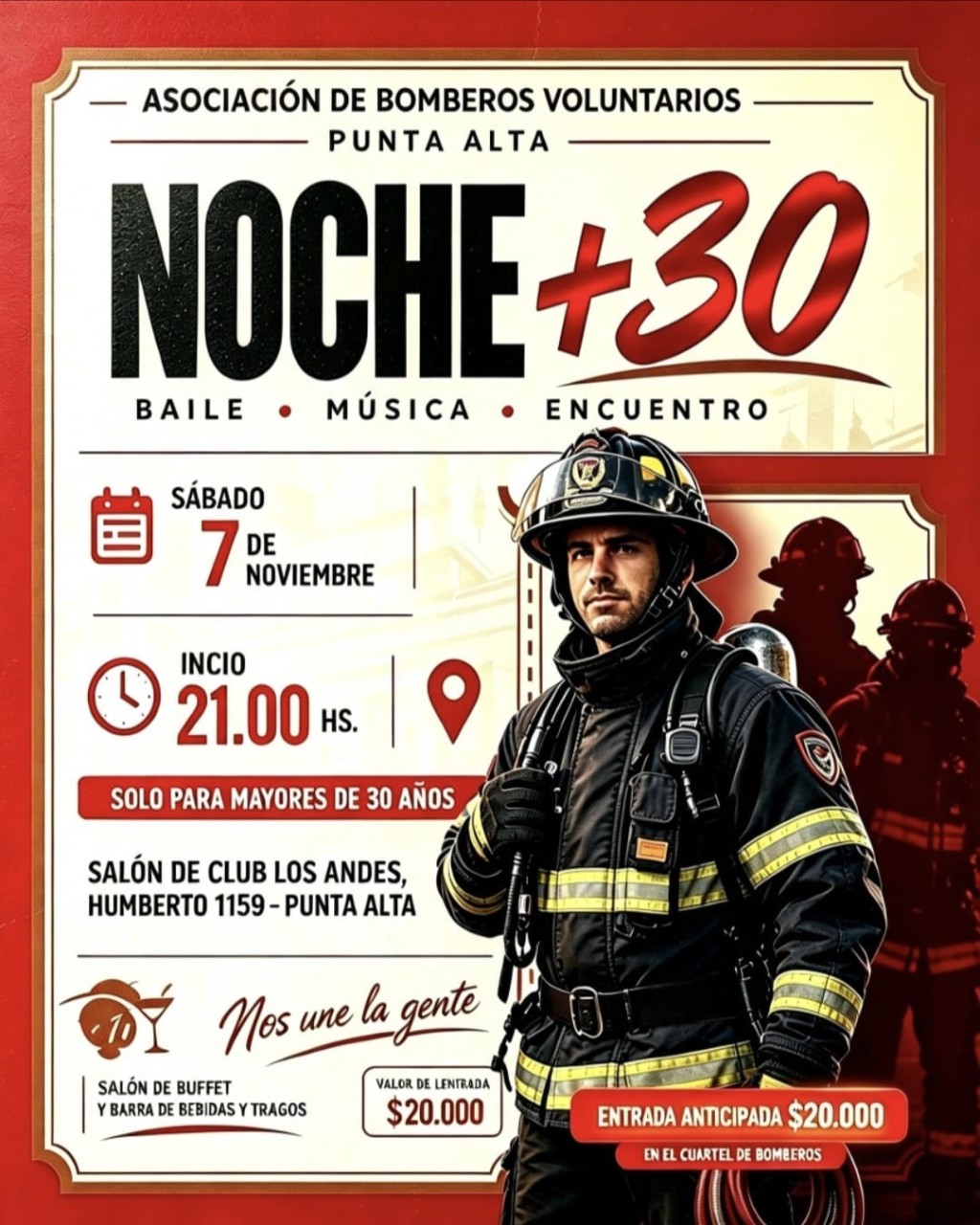 NOCHE +30: una noche de baile y encuentro organizada por Bomberos Voluntarios de Punta Alta