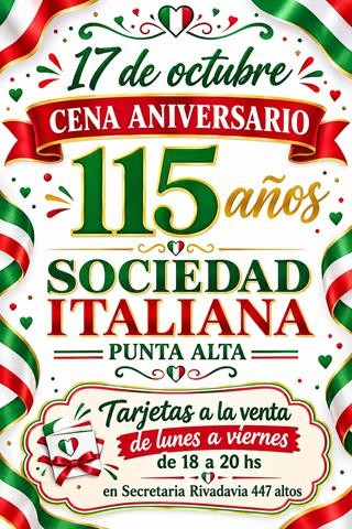 La Sociedad Italiana se prepara para celebrar su aniversario con una gran cena