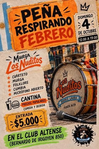 &ldquo;Pe&ntilde;a Respirando Febrero&rdquo;: Los Nuditos prepara una jornada de m&uacute;sica y cultura popular
