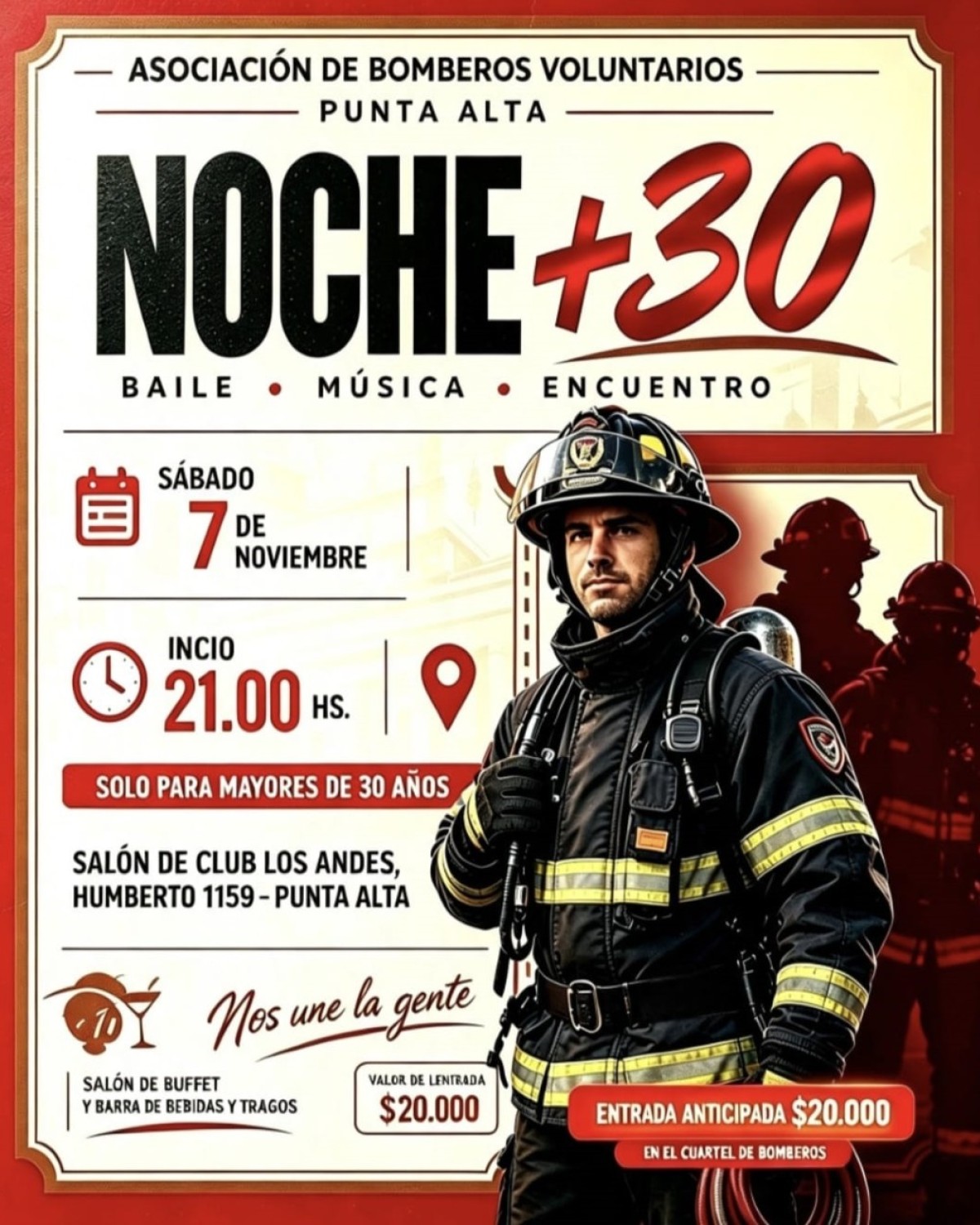 NOCHE +30: una noche de baile y encuentro organizada por Bomberos Voluntarios de Punta Alta