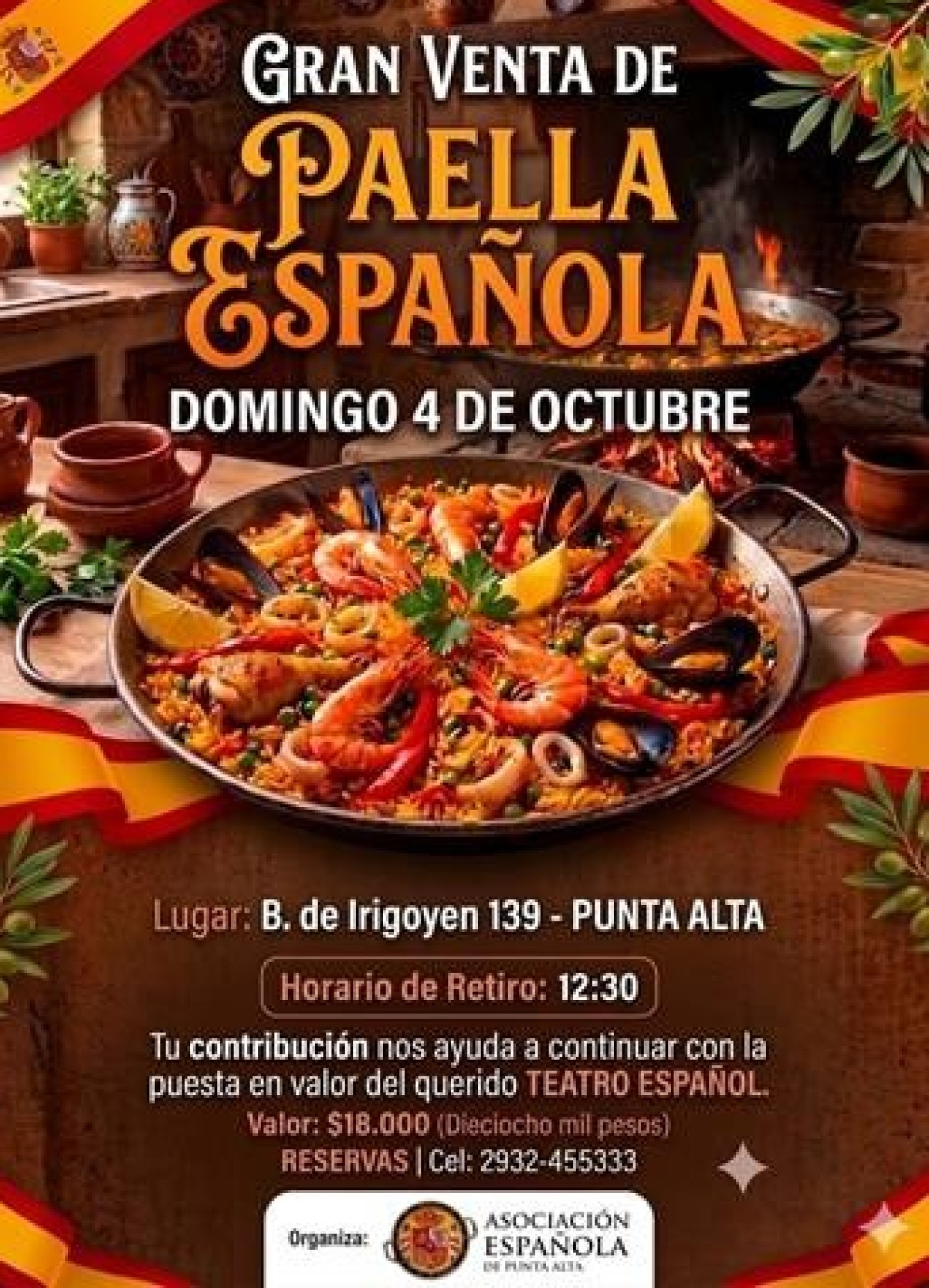 Paella espa&ntilde;ola a beneficio de las obras del teatro de la Asociaci&oacute;n Espa&ntilde;ola