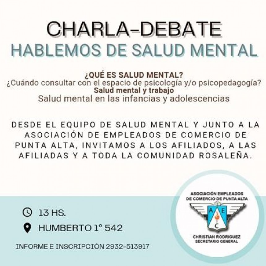Charla – Debate Hablemos de Salud Mental en Empleados de Comercio