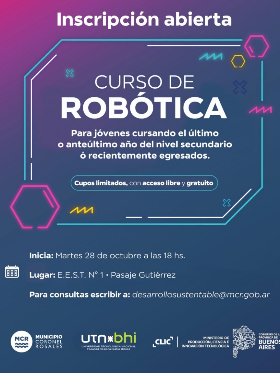 Curso gratuito de Robótica para jóvenes rosaleños
