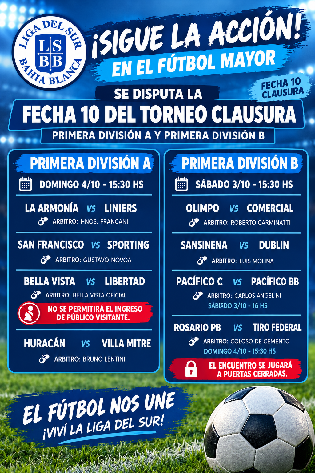&iexcl;Sigue la acci&oacute;n en el f&uacute;tbol mayor! Se juega la Fecha 10 del Clausura