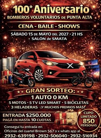 Bomberos Voluntarios de Punta Alta prepara una gran cena-show por su centenario