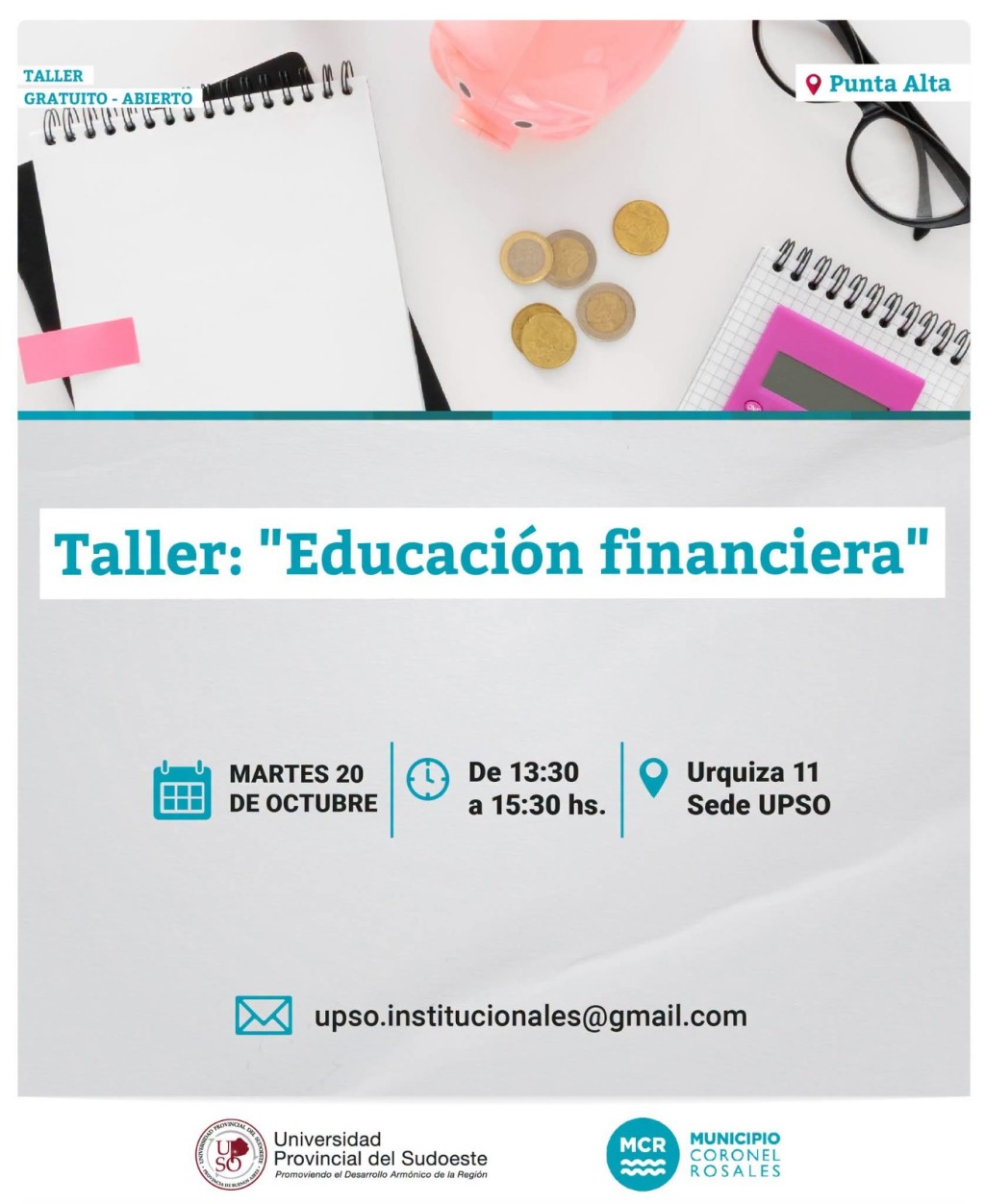 Dictar&aacute;n un taller de Educaci&oacute;n Financiera para emprendedores en Punta Alta
