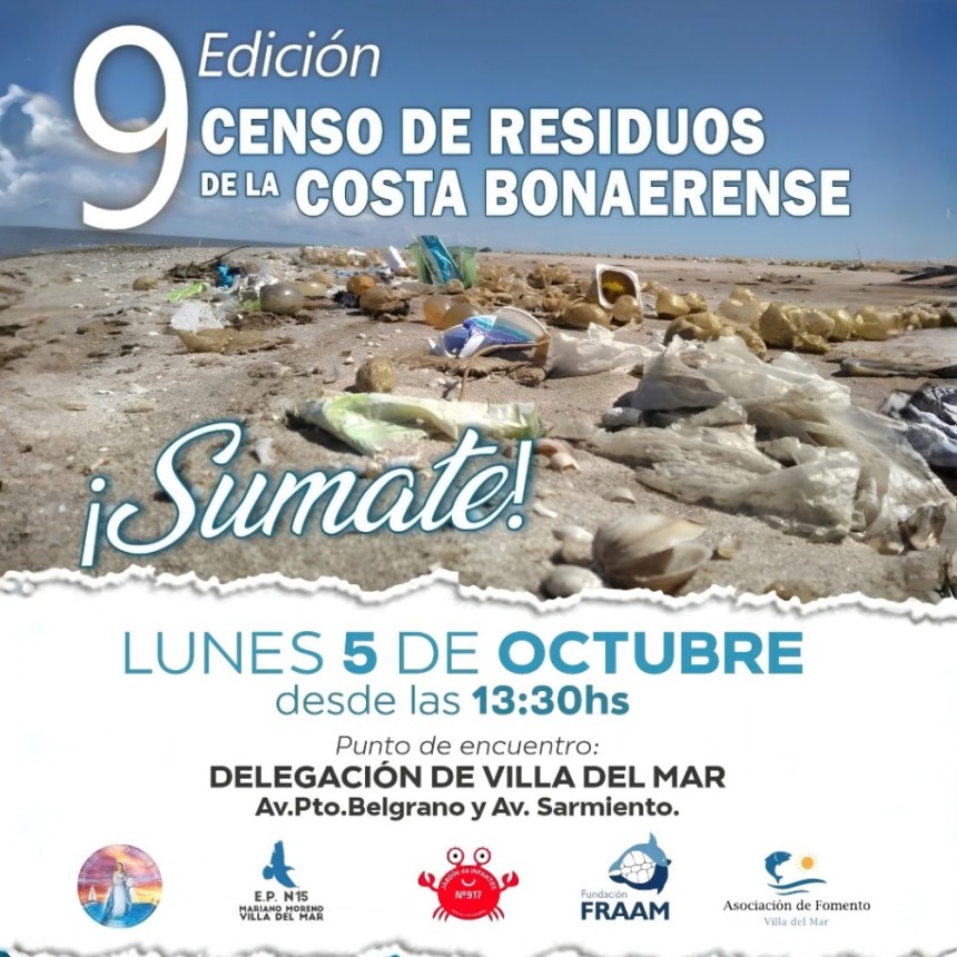 Se realizar&aacute; la 9&deg; edici&oacute;n del Censo de Residuos de la Costa Bonaerense en Villa del Mar