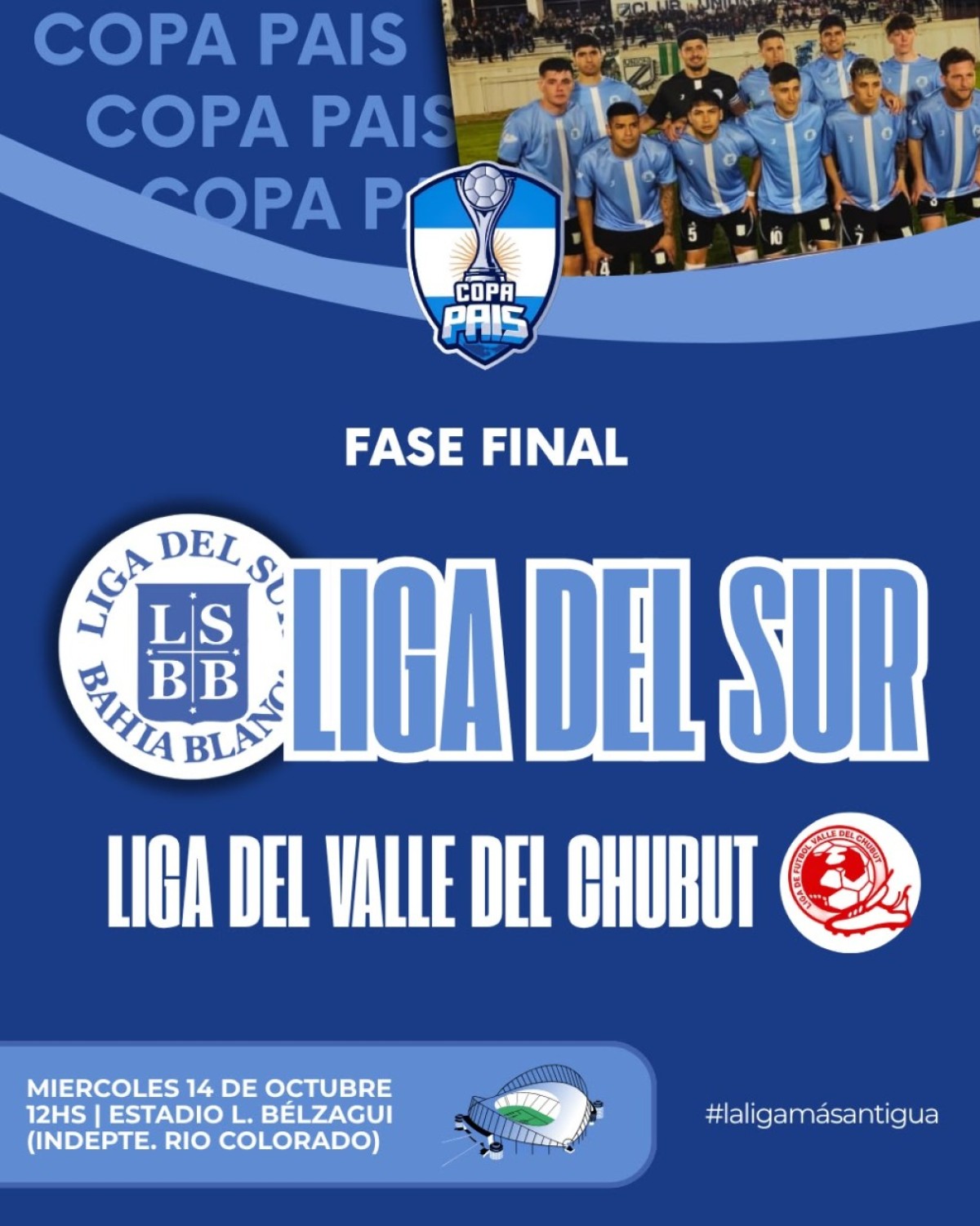 COPA PA&Iacute;S: LA LIGA DEL SUR JUEGA ANTE LA LIGA DEL VALLE DEL CHUBUT