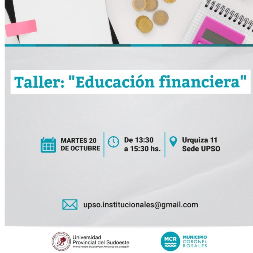 Dictar&aacute;n un taller de Educaci&oacute;n Financiera para emprendedores en Punta Alta