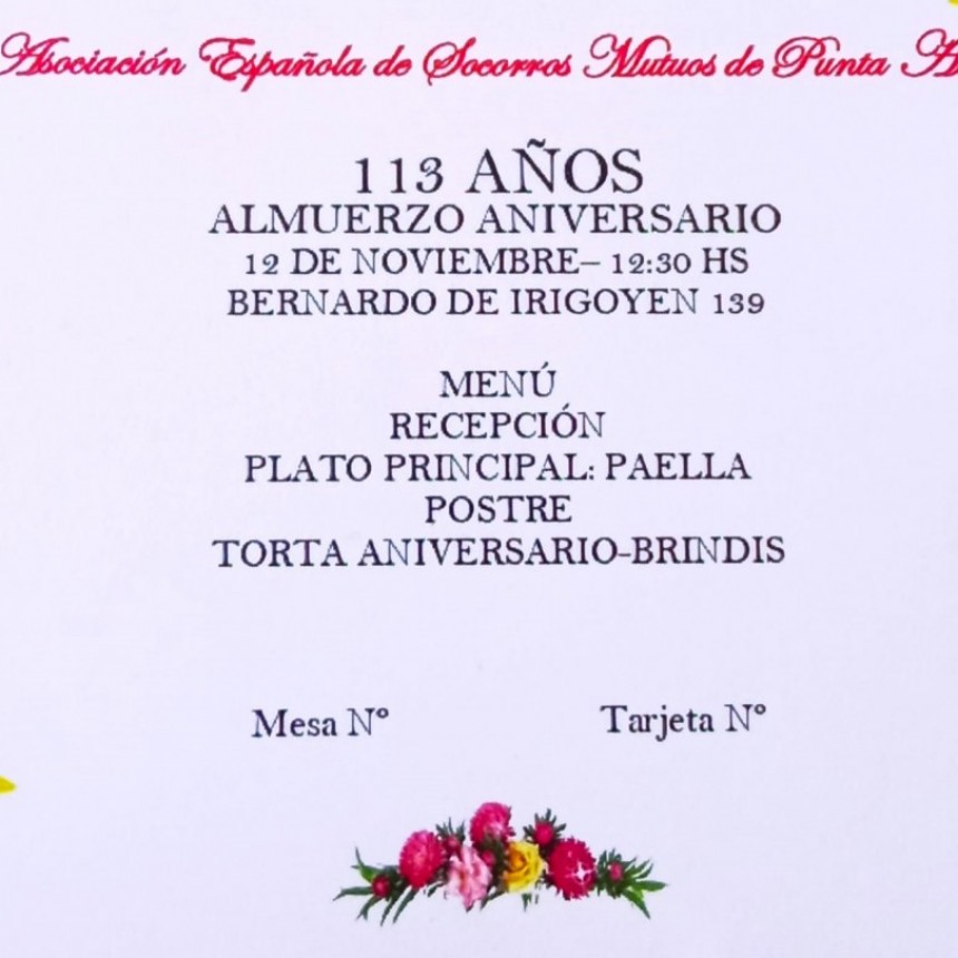 113º aniversario dela Asociacion Española con almuerzoy espectaculo