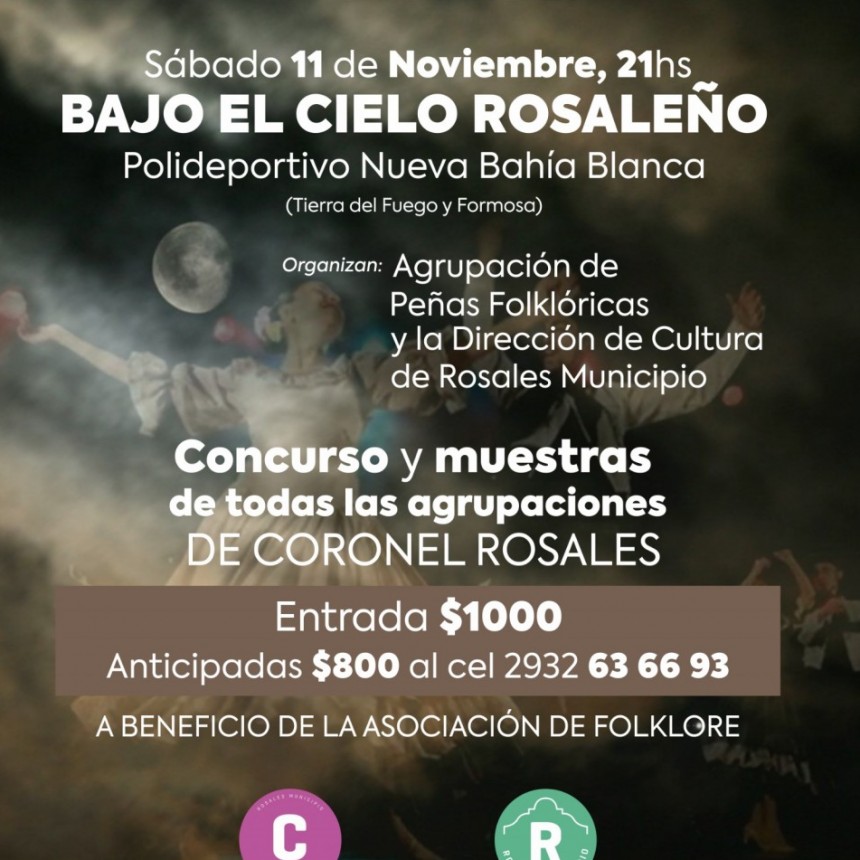 Este sábado habrá una nueva edición del festival folklórico “Bajo el cielo rosaleño” en el Polideportivo Islas Malvinas“ 