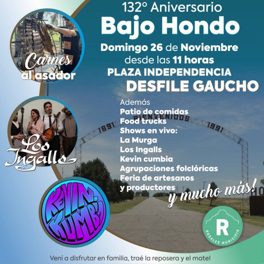El domingo 26 Bajo Hondo celebrará su 132° aniversario con una gran fiesta 