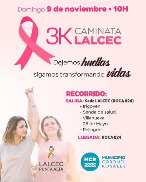 Caminata 3K de LALCEC: Punta Alta se suma a la lucha contra el cáncer de mama