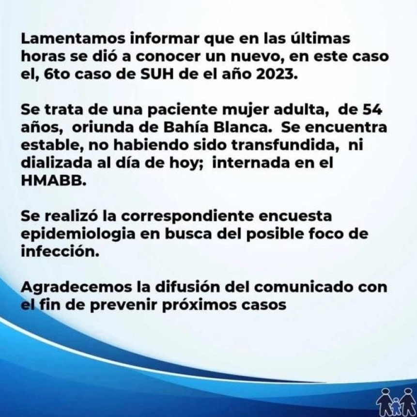 Nuevo caso de Síndrome Urémico Hemolítico en Bahía Blanca