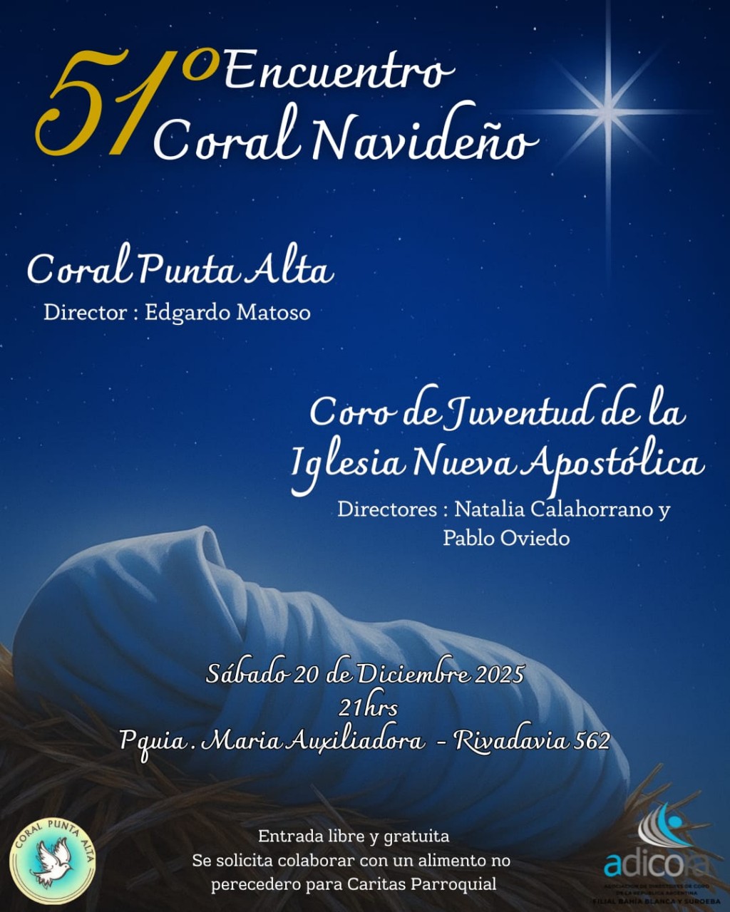 El Coral Punta Alta anuncia el 51° Encuentro Coral Navideño